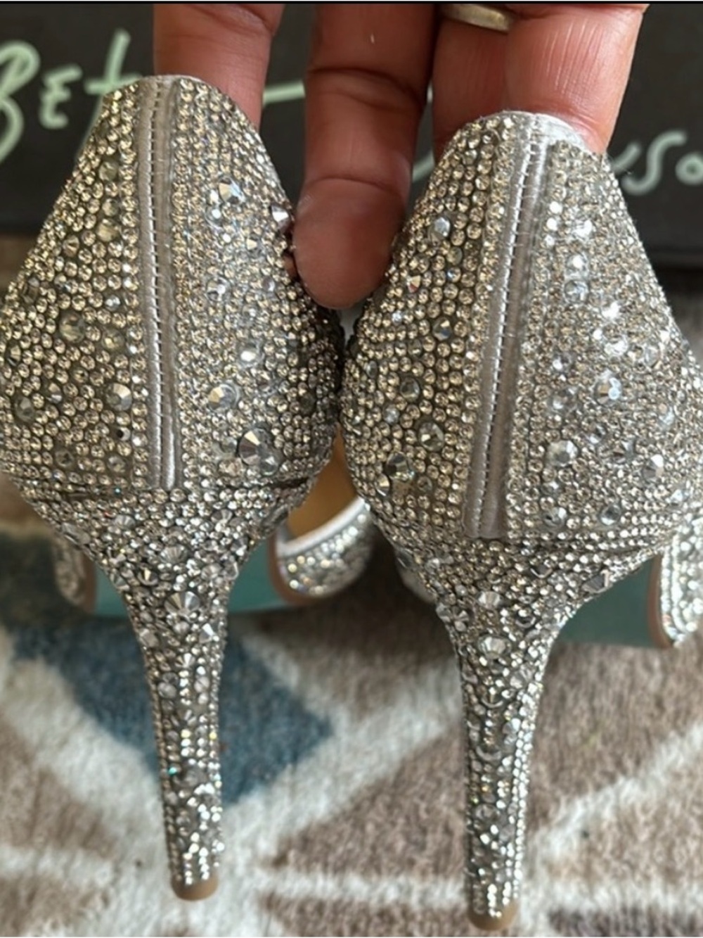 Betsey Johnson Silver Crystal D'Orsay Heels - Picture 7 of 11
